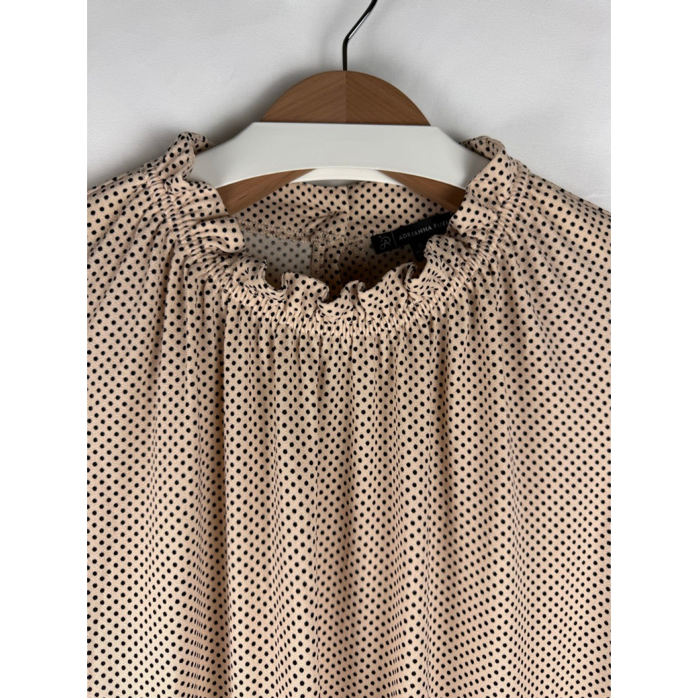 Women's Adrianna Papell Polka Dot Blouse Peachy-pink/Black Size XL